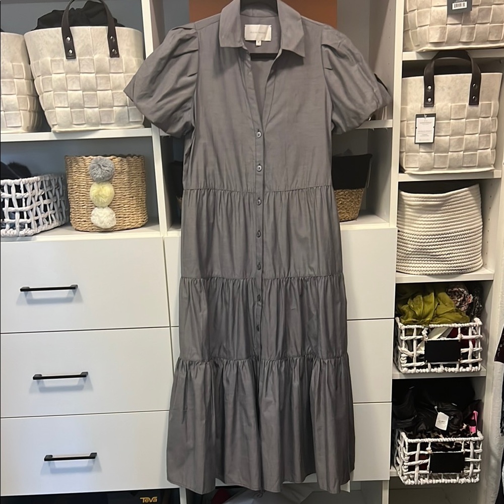 Brochu Walker Charcoal Tiered Midi Dress